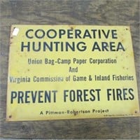 TIN COOPERATIVE HUNTING AREA SIGN 12" X 9"