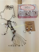 Plunder Faux Pearl Necklace & Earrings
