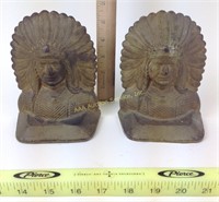 Native American Chief Cast Iron Bookends