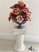 Roman Themed Plant Stand With Faux Arrangement