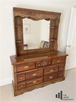 Cherry Colored Dresser with Mirror