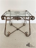 Glass and Metal Side Table