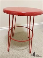 Retro Red Stool with Metal Base