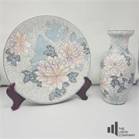Painted Porcelain Decorative Plate and Vase