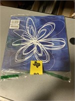 Blue Square Canvas With White Flower