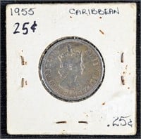 1955 CARIBBEAN 25 CENT COIN EASTERN TERRITORIES