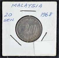 1968 MALAYSIA 20 SEN COIN