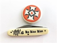 KKK pin & pocket knife