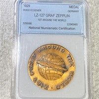1929 Hugo Eckener Germany Medal NNC - GENIUNE