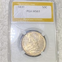 1839 Capped Bust Half Dollar PGA - MS63