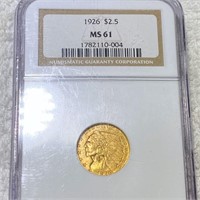 1926 $2.50 Gold Quarter Eagle NGC - MS61