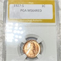 1927-S Lincoln Wheat Penny PGA - MS 64 RED