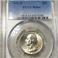 1942-D Washington Silver Quarter PCGS - MS64