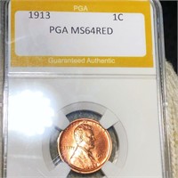 1913 Lincoln Wheat Penny PGA - MS 64 RED