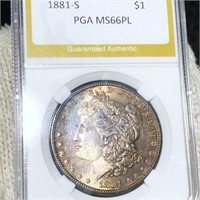 1881-S Morgan Silver Dollar PGA - MS 66 PL