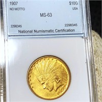 1907 $10 Gold Eagle NNC - MS63