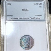 1902 Barber Silver Dime NNC - MS64