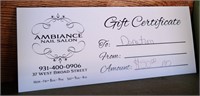 Ambiance Nail Salon Gift Certificate