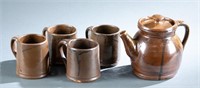 Norman Smith teapot and 4 mugs.