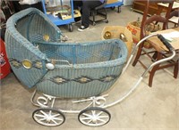 ANTIQUE WICKER BABY BUGGY , LLOYDS?
