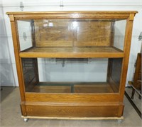 ANTIQUE DISPLAY CASE, WOOD & GLASS