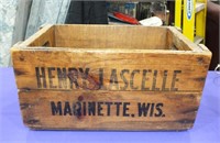 HENRY LASCELLE WOOD CRATE, MARINETTE WI