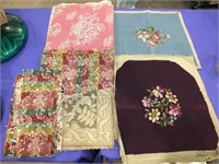NEEDLEPOINT PIECES, VINTAGE UPHOLSTERY FABRIC