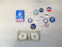 Political Pinback Button Lot - Nixon, Adams,