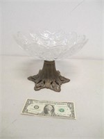 Antique Cut Etched Crystal Centerpiece Bowl