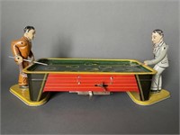Antique Tin Type Wind Up Pool Player