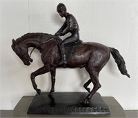 Large Bronze Horse and Rider Statue