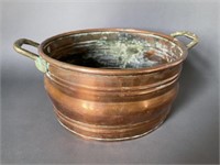 Handled Copper Pot with 1923 Farthing Coin Repair