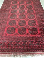 Large Hand Dyed/Knotted Wool Afgan Rug