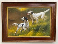 Large Oil on Canvas-Hunting Dogs on Point