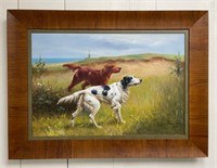 Large Oil on Canvas-Hunting Dogs on Point