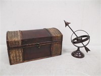 Solid Brass Compass & Decorative Wood Box