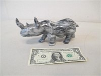 Vintage Carved Marble Rhinoceros Sculpture