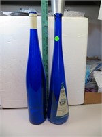 2 Vintage Italy Cobalt Blue Wine Bottles 19" tall