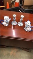Cat Tea Pots and Candle Sticks