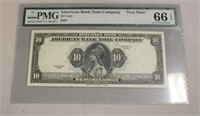 Graded American Bank Note Test Note