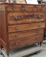 Early flame grain mahogany chest of drawers - the