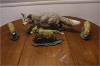 4 Fox Statues/Figurines & 1 Stained Glass Fox