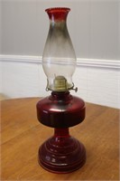 Vintage Eagle Ruby Red/Crimson Glass Oil Lamp