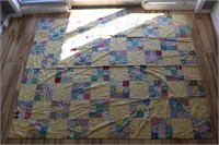Vintage Handmade Patchwork Hand-Tied Quilt