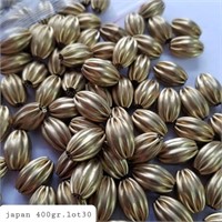 VTG JAPAN-MADE 16MM GOLDEN-CORRUGATED BEADS 400 G