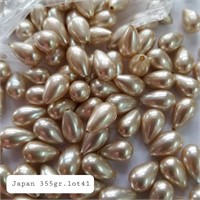 VTG JAPAN 15MM GLASS DROP-PEARLS 1 HOLE 355GR