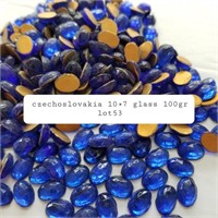 CZECH 10x7MM BLUE FOILED HALF-CRYSTAL GLASS 100 GR