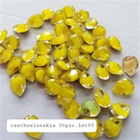 CZECH 15X10MM CRYSTAL GLASS YELLOW/CLEAR FOILED 50