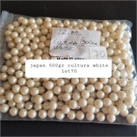 VTG JAPAN 12MM 1-HOLE CULTURA WHITE PEARLS 500 G