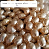 VTG JAPAN 16x13MM BAROQUE-GLASS PEARLS 630 G